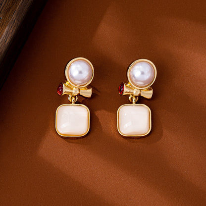 Natural Pink Flowers Stud Earrings For Unisex Featuring Zinc Alloy With 925 Sterling Silver Posts And Cat's Eye Stone Inlay