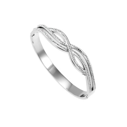 Women’s Circle Inlay Bangle Made Of Titanium Steel With Electroplated Gold Plating