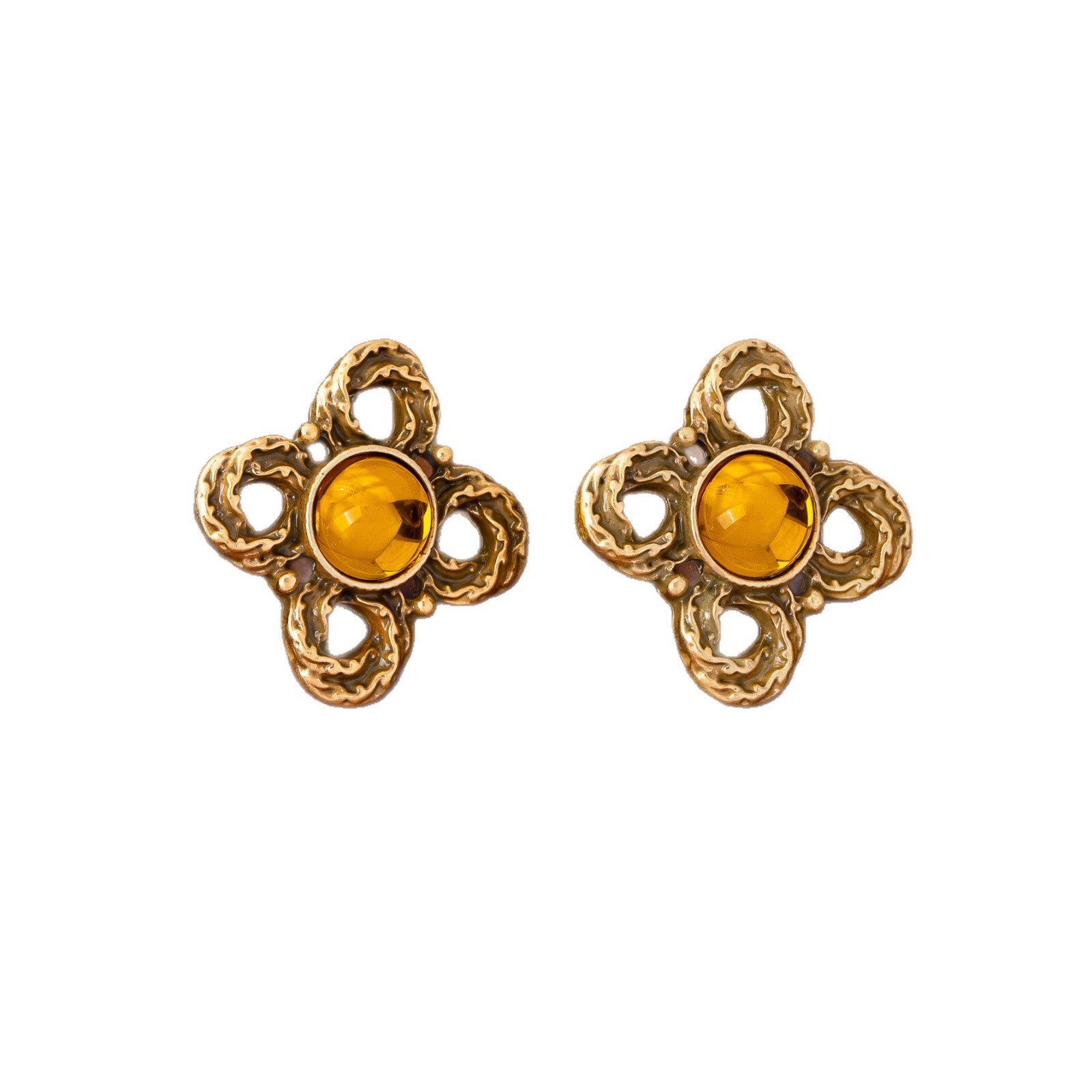 Yellow Flowers Stud Earrings For Unisex Featuring Zinc Alloy With Glass Inlay And 925 Sterling Silver Ear Pins