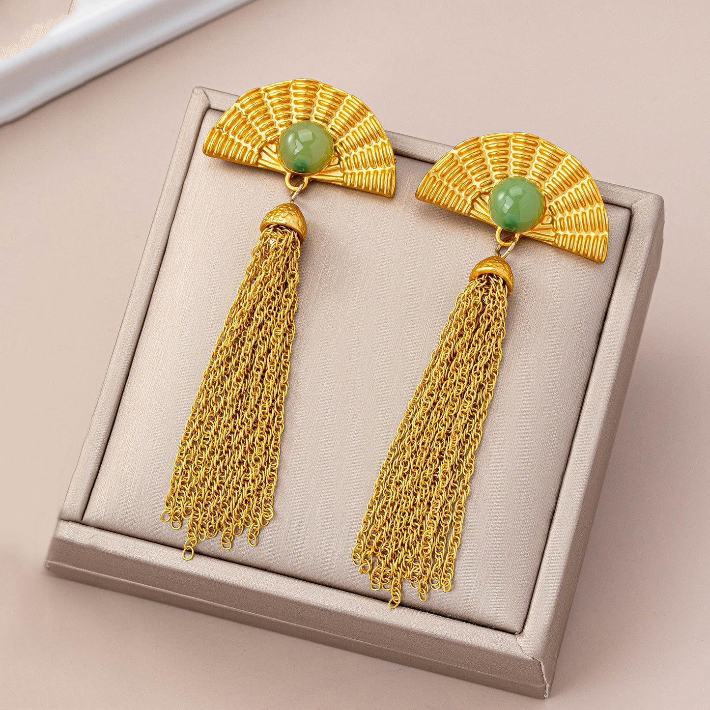 Sector Tassel Stud Earrings For Unisex Featuring Zinc Alloy With Rhinestones And 925 Sterling Silver Posts In Silver