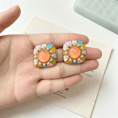 Water Droplets Stud Earrings For Unisex Featuring Enamel Craft And 925 Sterling Silver Alloy Material In Silver