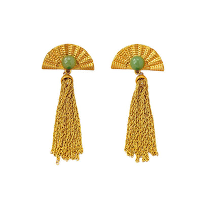 Sector Tassel Stud Earrings For Unisex Featuring Zinc Alloy With Rhinestones And 925 Sterling Silver Posts In Silver