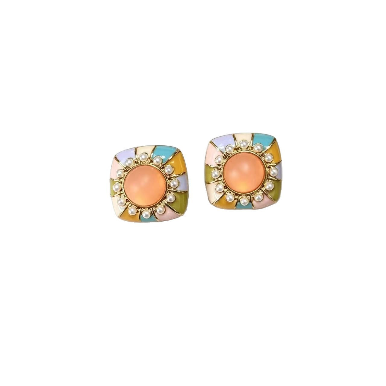 Water Droplets Stud Earrings For Unisex Featuring Enamel Craft And 925 Sterling Silver Alloy Material In Silver