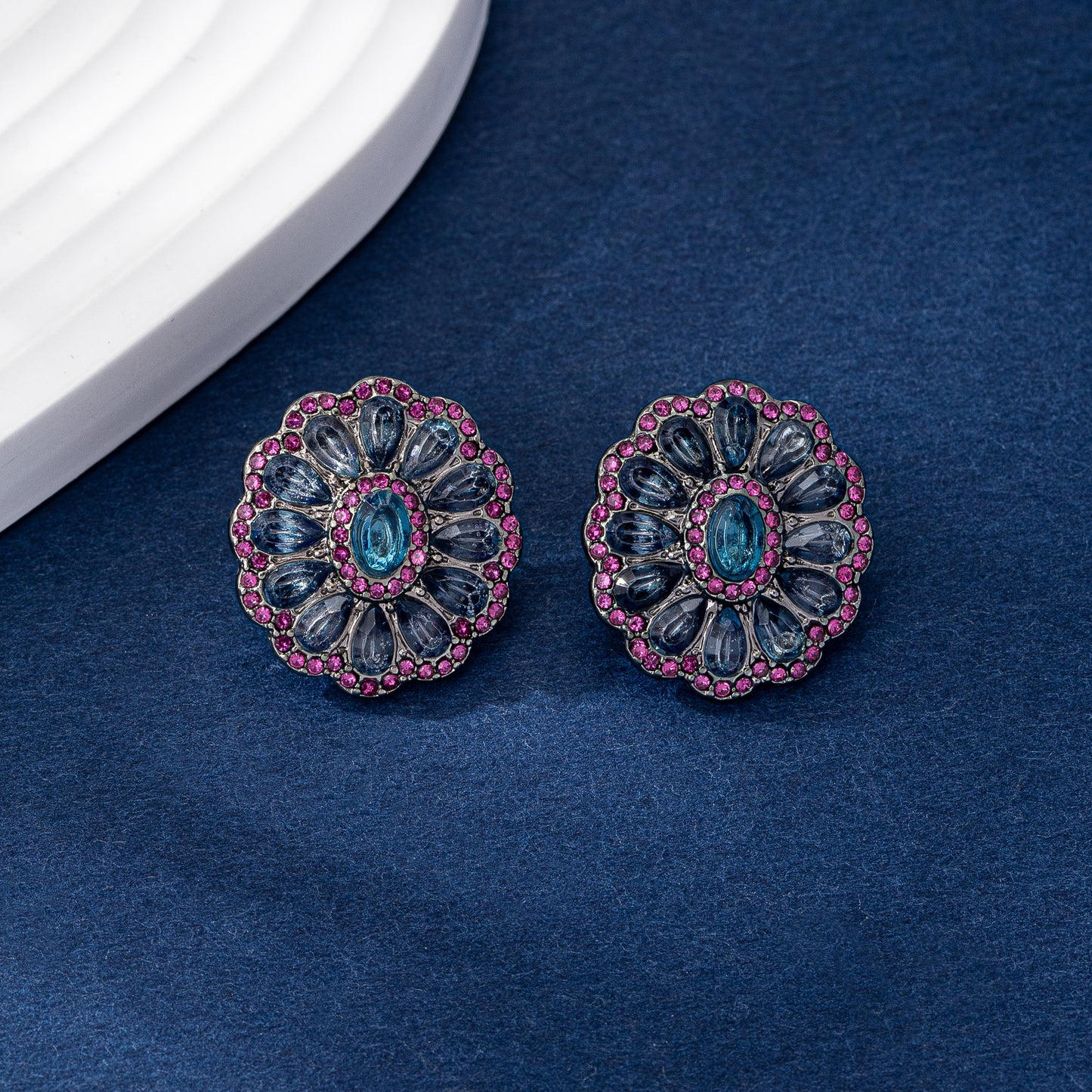 Natural Pink Flowers Earrings For Women Featuring Zinc Alloy With Zircon Inlay And 925 Sterling Silver Stud Posts