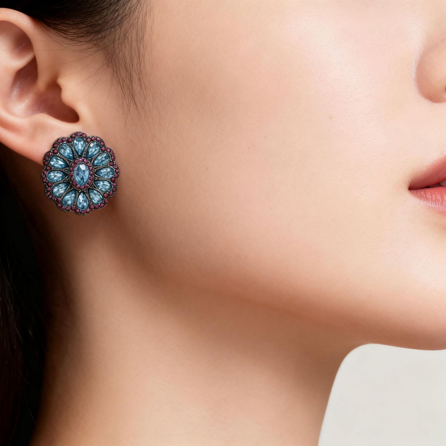Natural Pink Flowers Earrings For Women Featuring Zinc Alloy With Zircon Inlay And 925 Sterling Silver Stud Posts