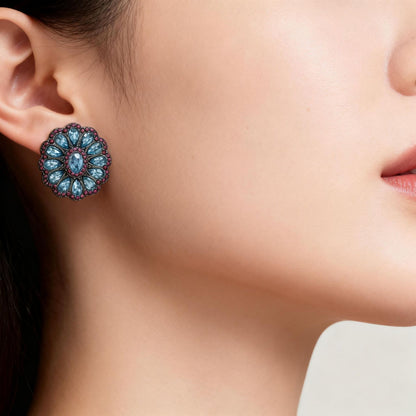 Natural Pink Flowers Earrings For Women Featuring Zinc Alloy With Zircon Inlay And 925 Sterling Silver Stud Posts