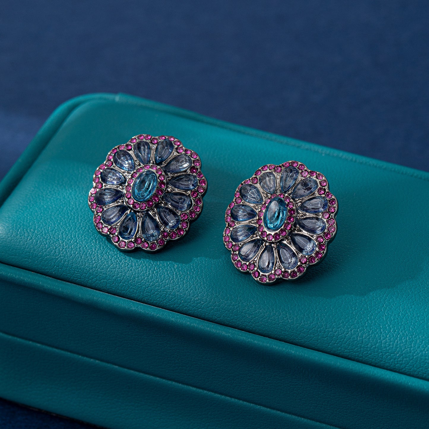 Natural Pink Flowers Earrings For Women Featuring Zinc Alloy With Zircon Inlay And 925 Sterling Silver Stud Posts