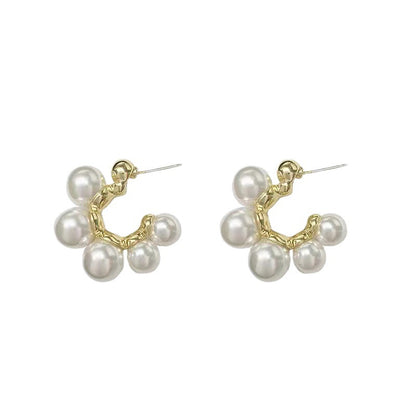 Sweet Silver Alloy Flowers Stud Earrings For Women