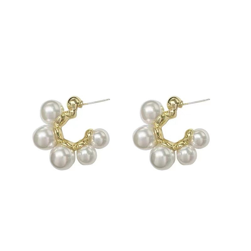 Sweet Silver Alloy Flowers Stud Earrings For Women
