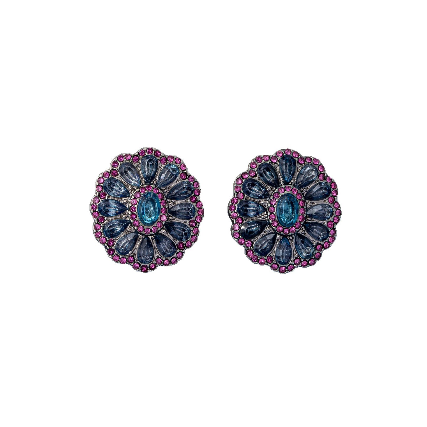 Natural Pink Flowers Earrings For Women Featuring Zinc Alloy With Zircon Inlay And 925 Sterling Silver Stud Posts