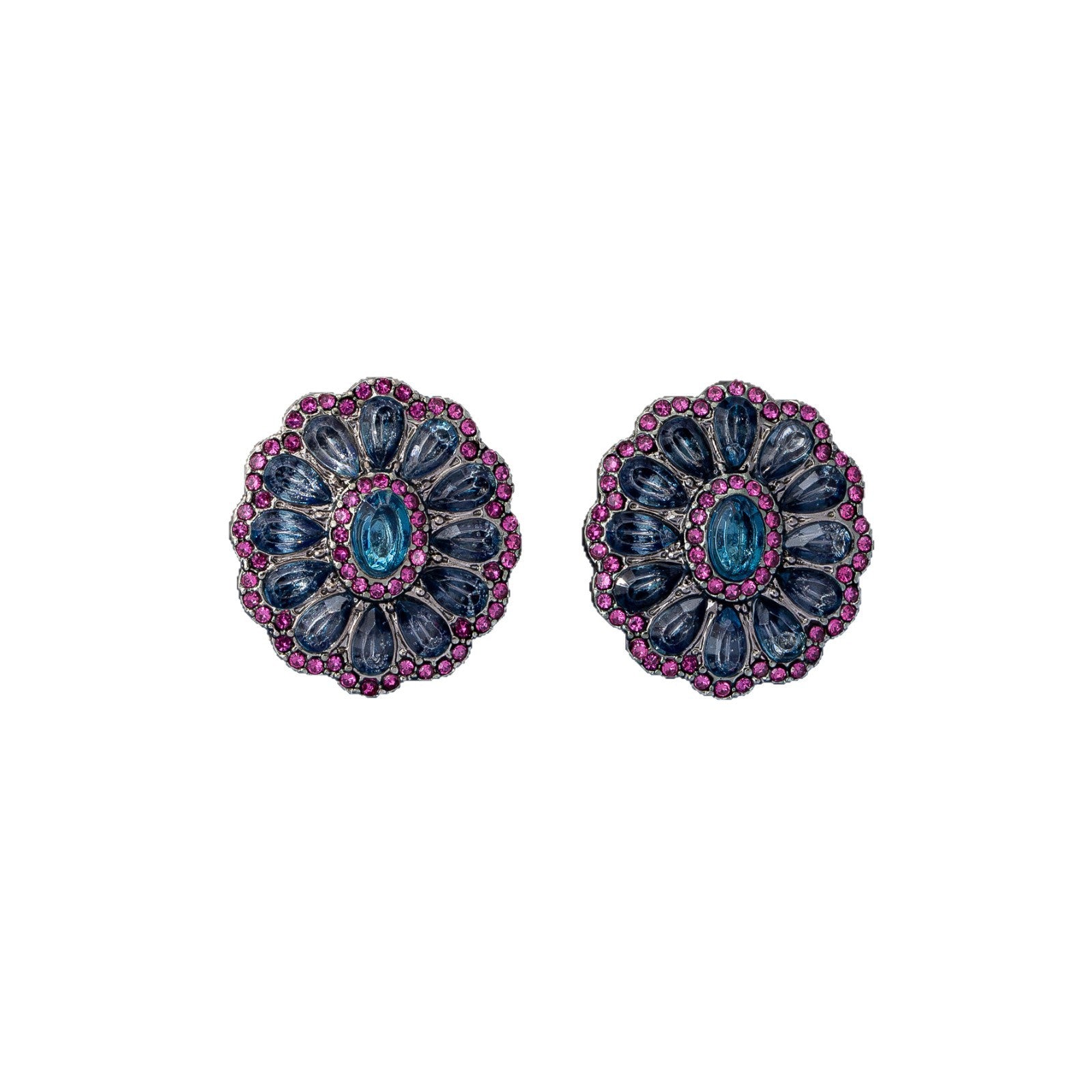 Natural Pink Flowers Earrings For Women Featuring Zinc Alloy With Zircon Inlay And 925 Sterling Silver Stud Posts