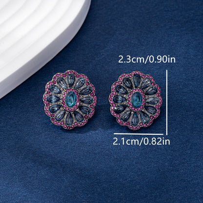 Natural Pink Flowers Earrings For Women Featuring Zinc Alloy With Zircon Inlay And 925 Sterling Silver Stud Posts
