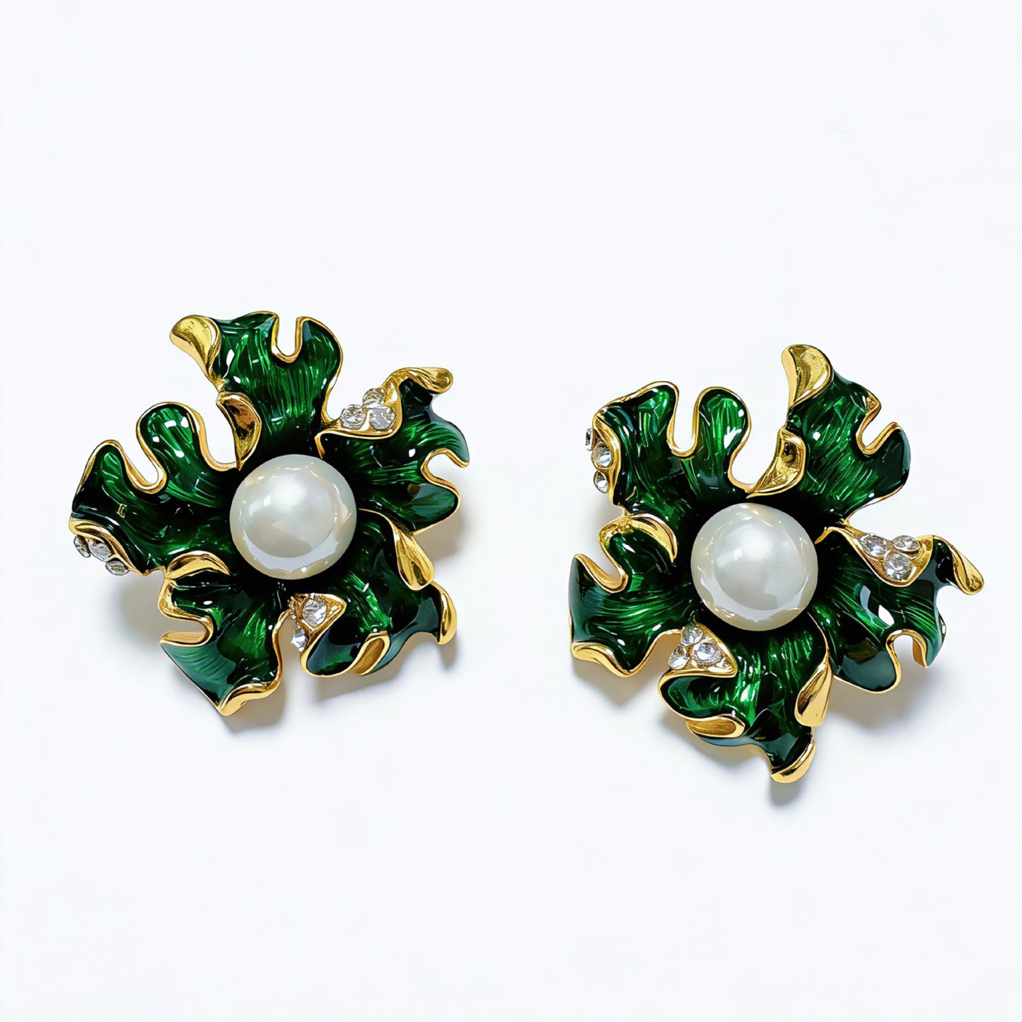 Unisex Stud Earrings For May Birthstone Emerald Featuring Enamel Craft And 925 Sterling Silver Alloy Posts