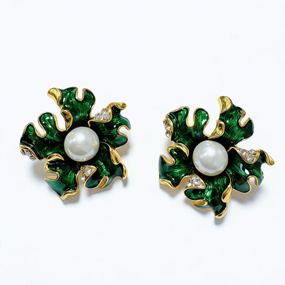 Unisex Stud Earrings For May Birthstone Emerald Featuring Enamel Craft And 925 Sterling Silver Alloy Posts