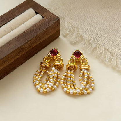 Heart Shape Tassel Earrings For Women Featuring 925 Sterling Silver Ear Pins And Artificial Pearl Inlay In Silver Alloy