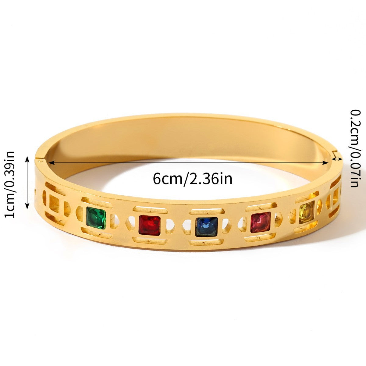 Circle Titanium Steel Bangle With Zircon Inlay In Gold