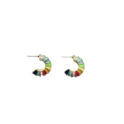 Retro Alloy Stud Earrings With Electroplated Finish, Featuring 925 Sterling Silver Posts And Enamel Craftsmanship