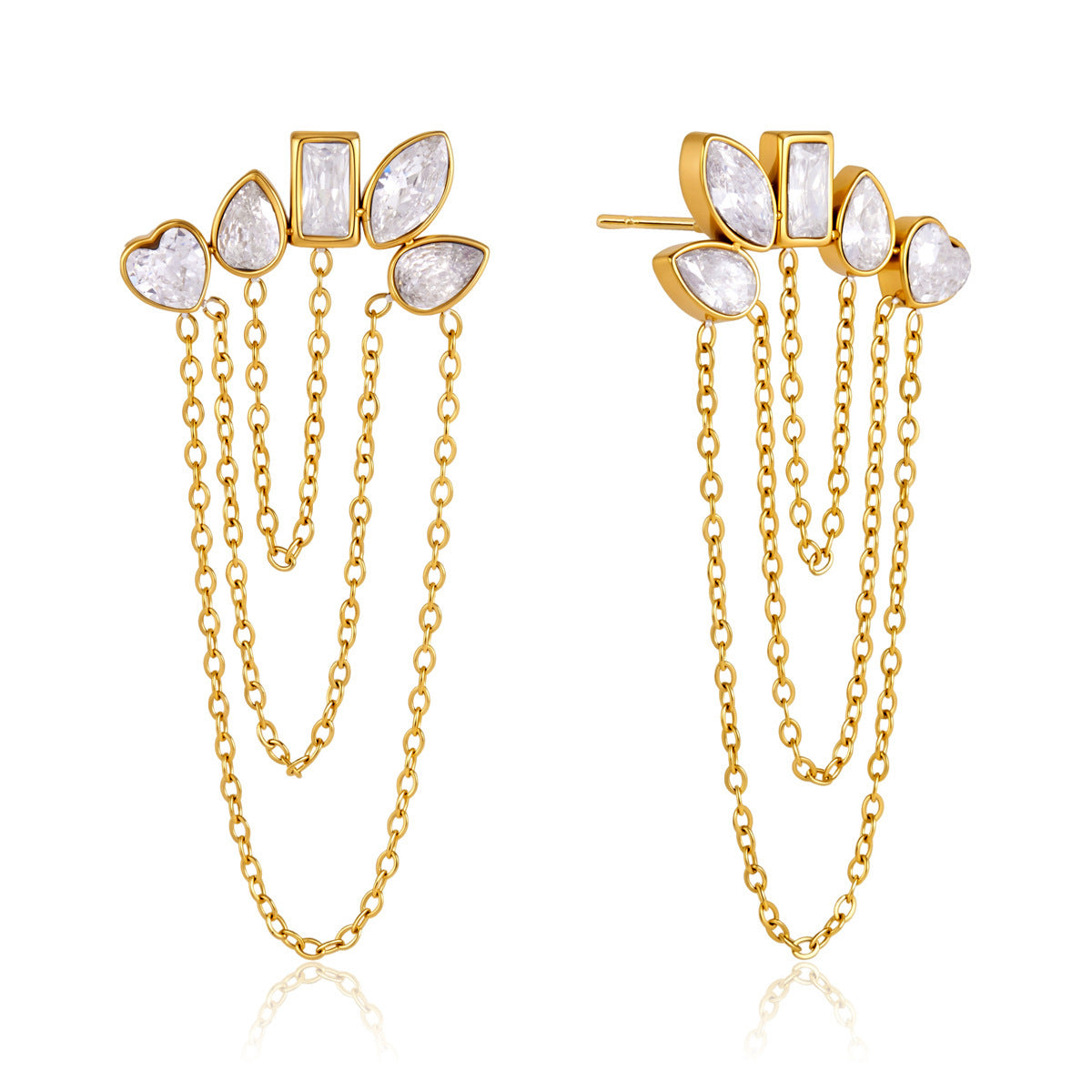 Sweet Tassel Earrings For Women With Titanium Steel Ear Pins And Zircon Inlay