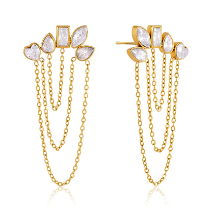 Sweet Tassel Earrings For Women With Titanium Steel Ear Pins And Zircon Inlay