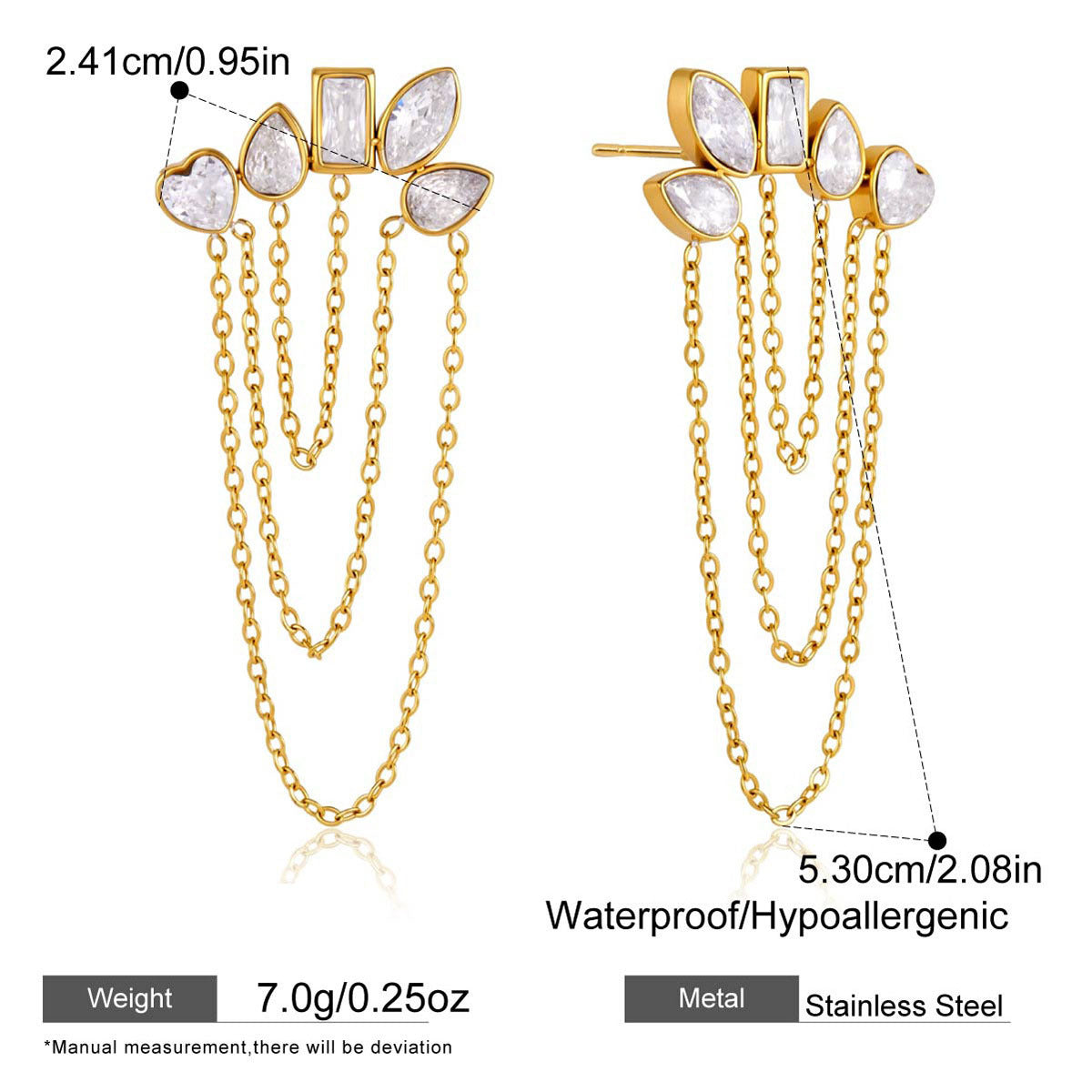 Sweet Tassel Earrings For Women With Titanium Steel Ear Pins And Zircon Inlay
