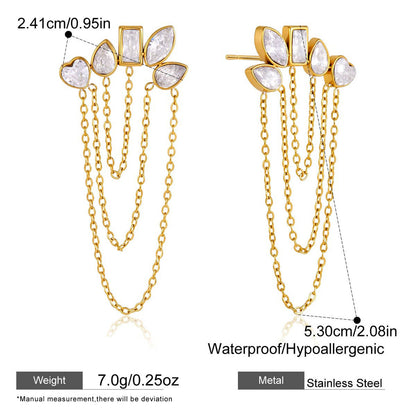 Sweet Tassel Earrings For Women With Titanium Steel Ear Pins And Zircon Inlay