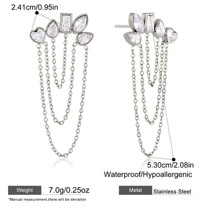 Sweet Tassel Earrings For Women With Titanium Steel Ear Pins And Zircon Inlay