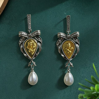 Heart Shape Stud Earrings For Unisex Featuring Retro Style And 925 Sterling Silver Posts With Zinc Alloy Design