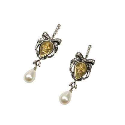 Heart Shape Stud Earrings For Unisex Featuring Retro Style And 925 Sterling Silver Posts With Zinc Alloy Design