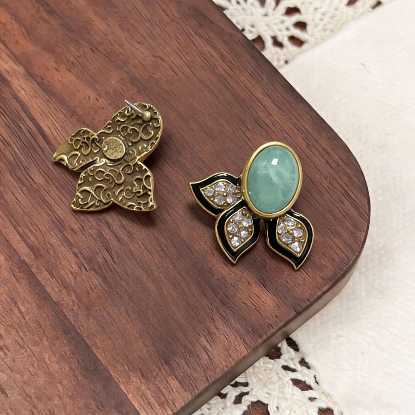 Retro Geometric Zinc Alloy Earrings With Electroplated Finish, Unisex Clip Earrings