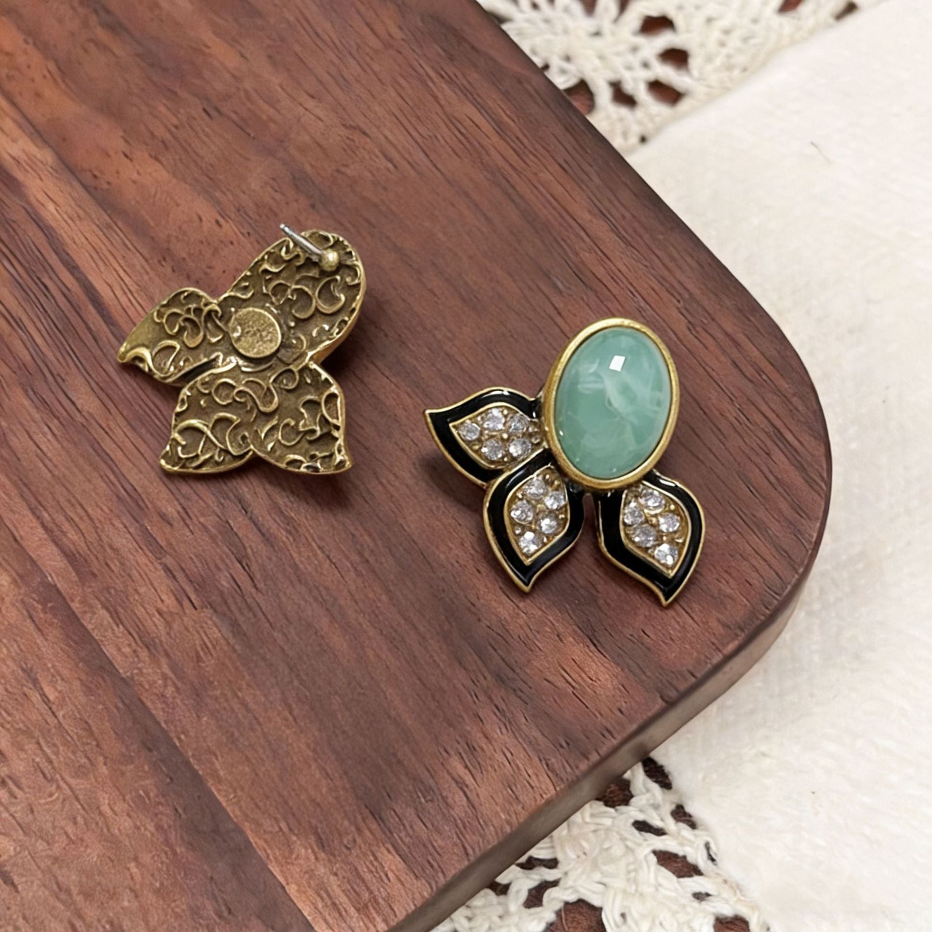 Retro Geometric Zinc Alloy Earrings With Electroplated Finish, Unisex Clip Earrings