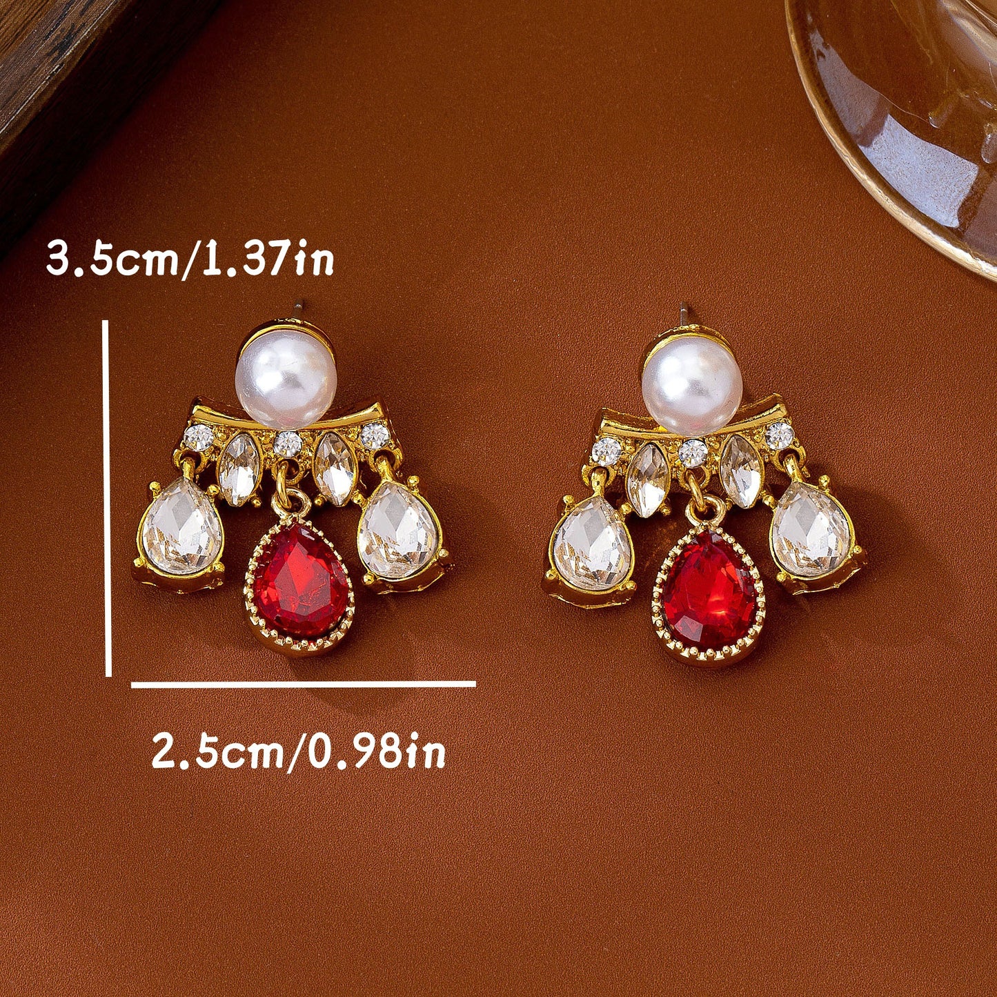 Water Droplets Earrings For Unisex Featuring Electroplated Zinc Alloy With 925 Sterling Silver Studs And Artificial Pearl Inlay