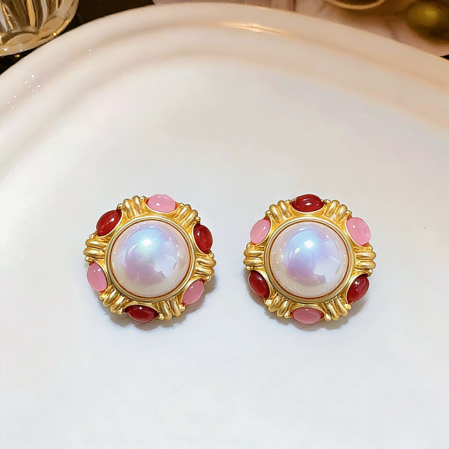 Water Droplets Earrings For Unisex Featuring Baroque Pearl Inlay With Alloy And 925 Sterling Silver Stud
