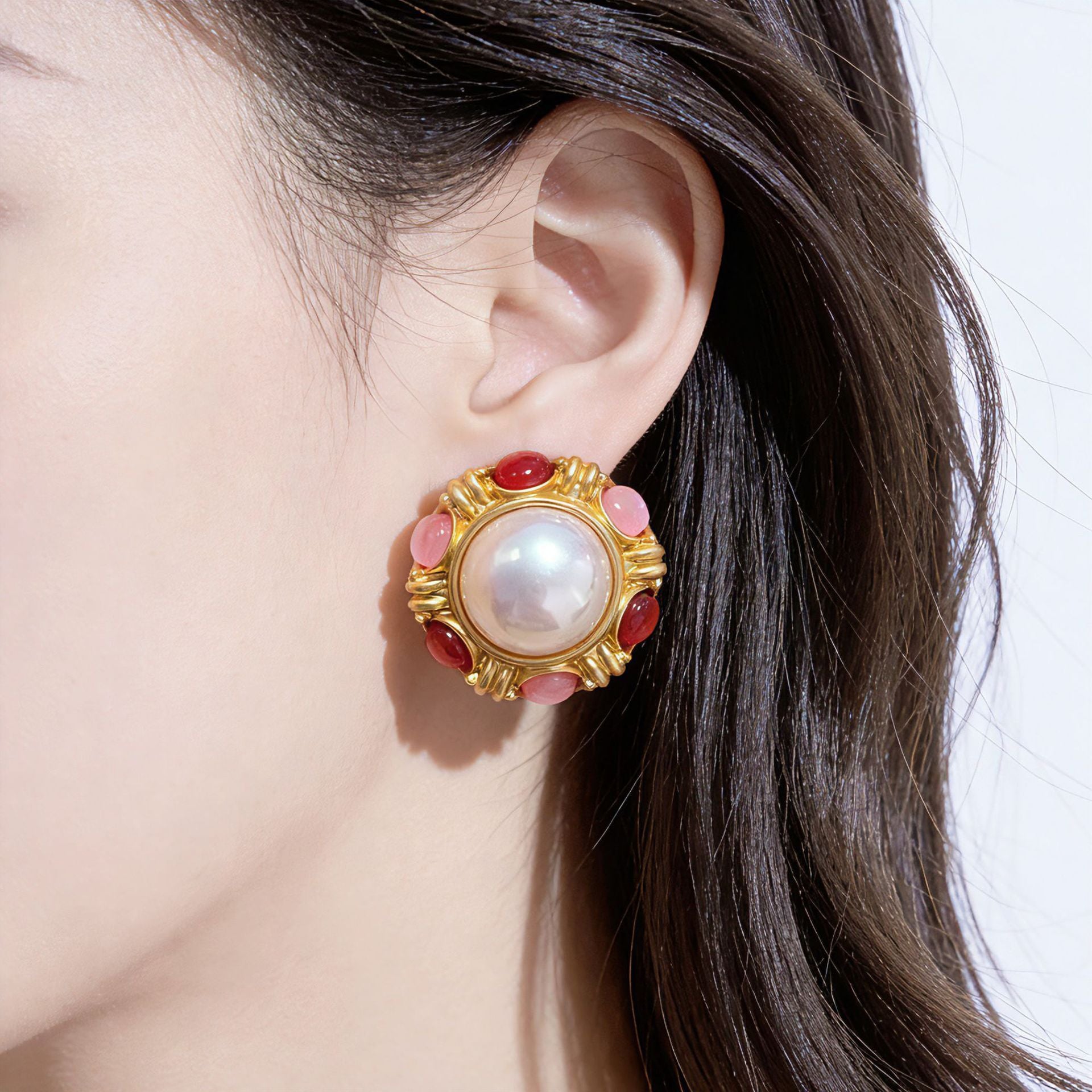 Water Droplets Earrings For Unisex Featuring Baroque Pearl Inlay With Alloy And 925 Sterling Silver Stud