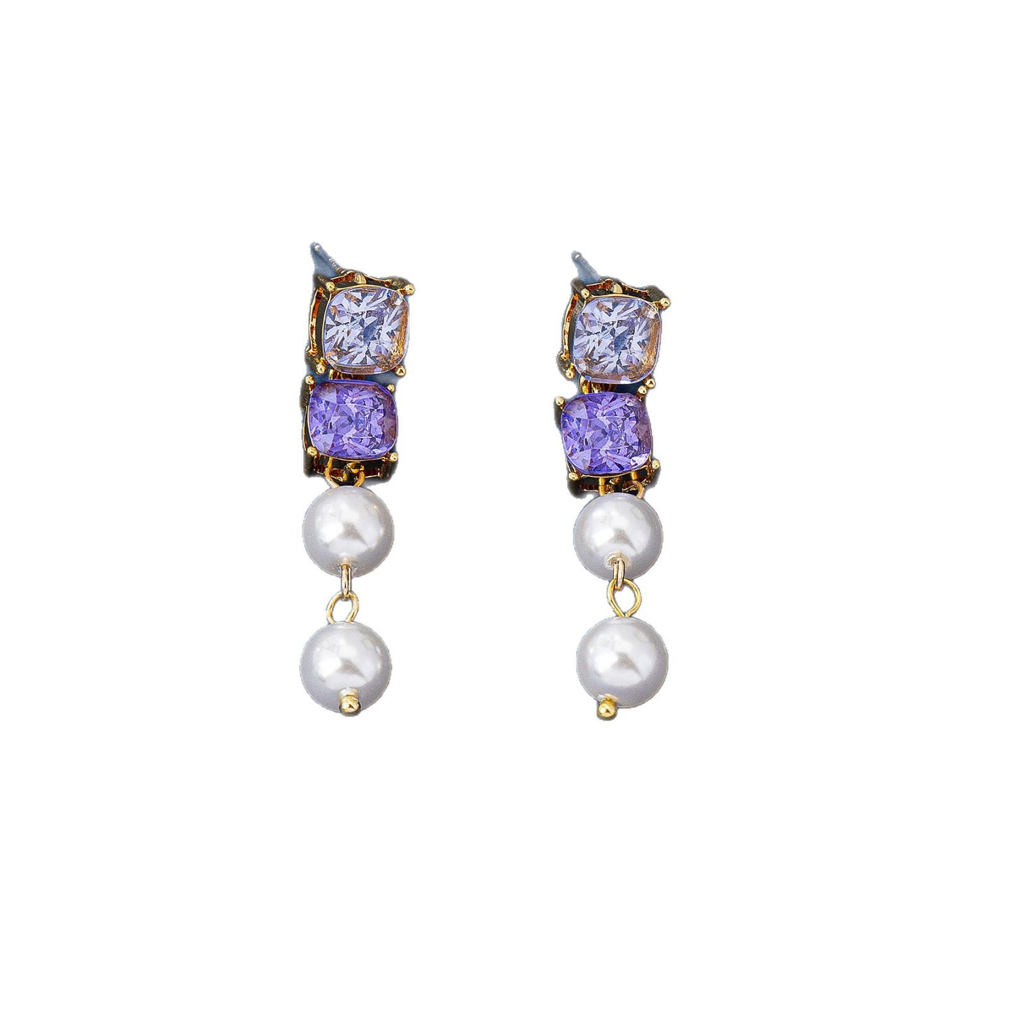 Square Stud Earrings For Women Featuring 925 Sterling Silver Posts And Silver Zinc Alloy With Zircon Inlay