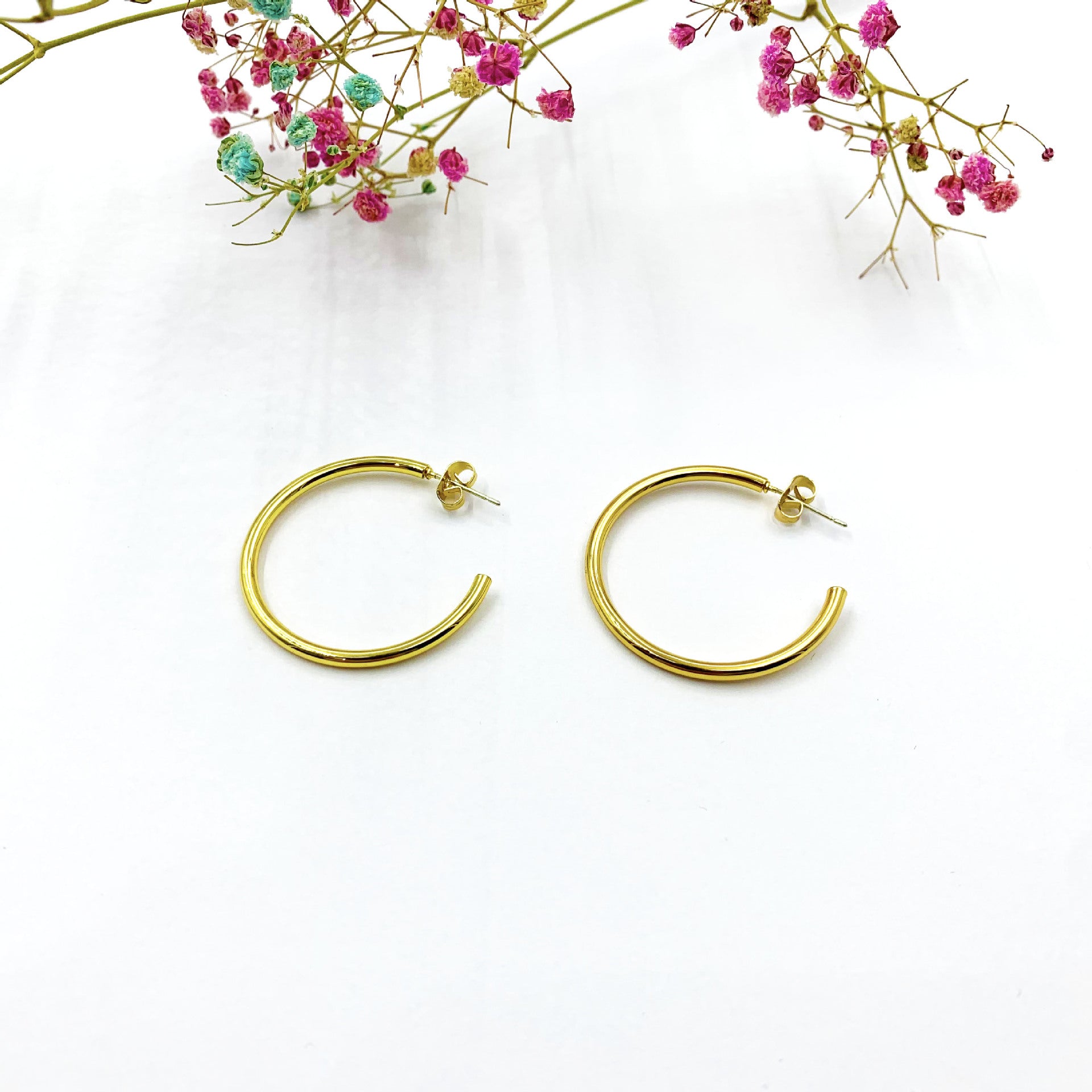 Sweet C Shape Earrings For Women In Alloy With Electroplated Finish And 925 Sterling Silver Studs