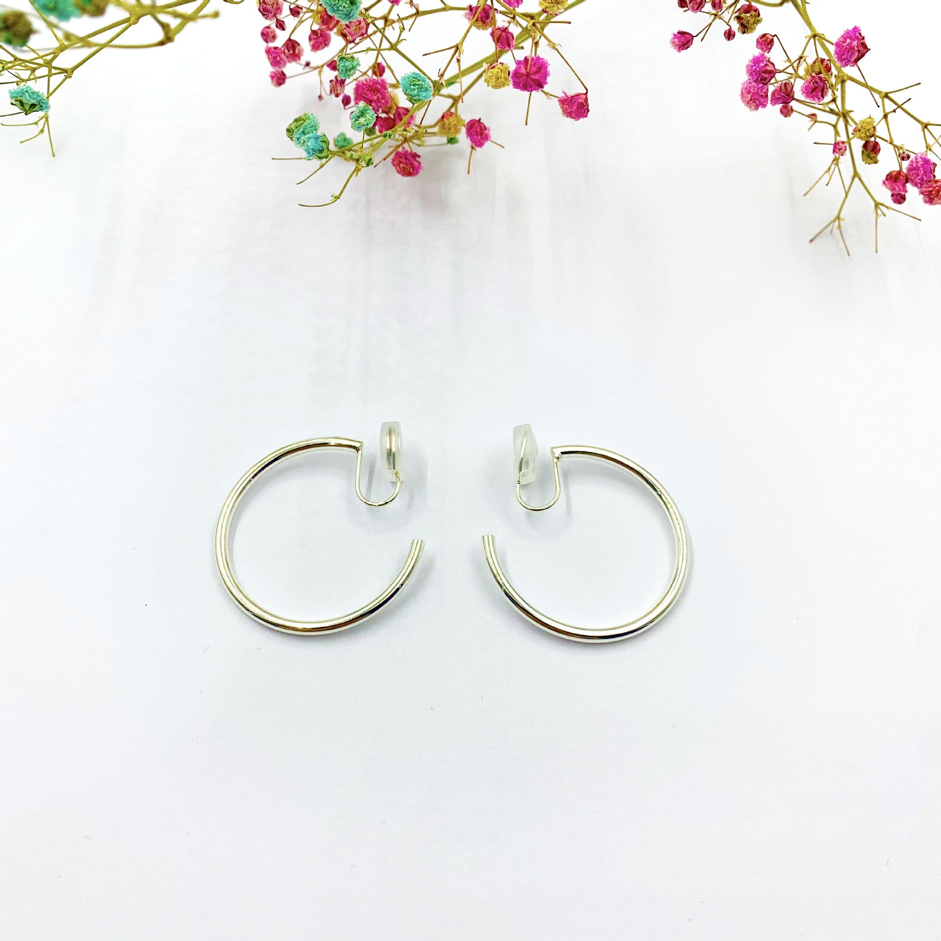 Sweet C Shape Earrings For Women In Alloy With Electroplated Finish And 925 Sterling Silver Studs