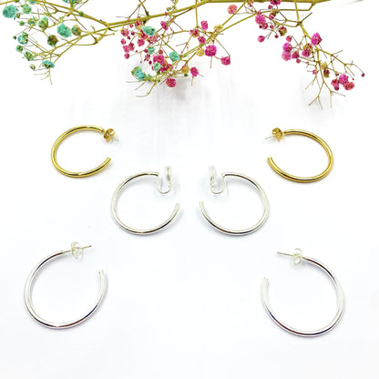 Sweet C Shape Earrings For Women In Alloy With Electroplated Finish And 925 Sterling Silver Studs