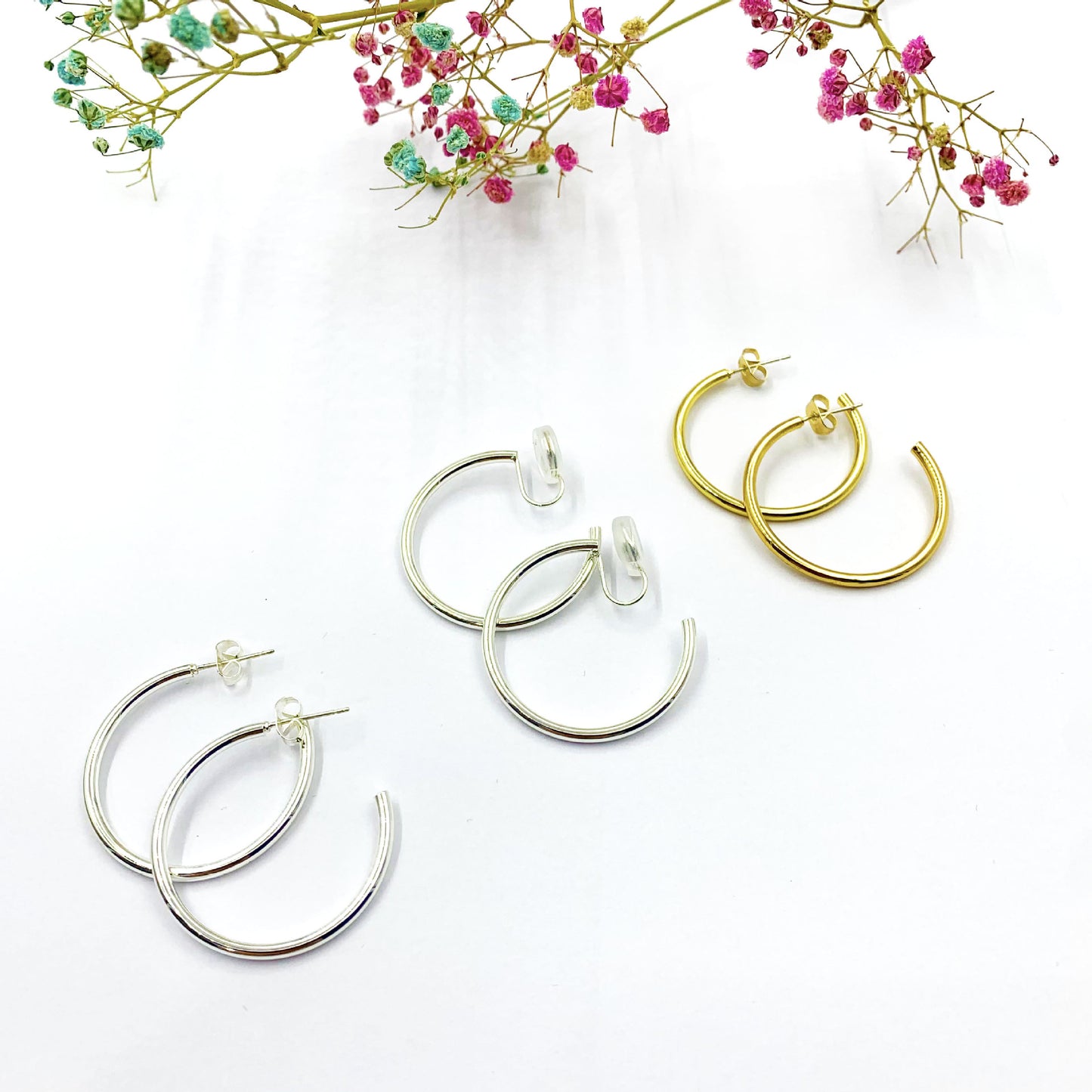 Sweet C Shape Earrings For Women In Alloy With Electroplated Finish And 925 Sterling Silver Studs