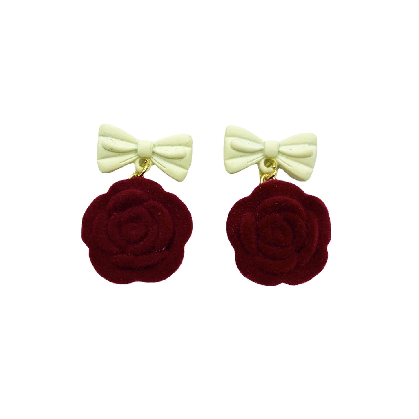 Retro Silver Rose Stud Earrings For Women With Artificial Gemstone Inlay And Plastic Material