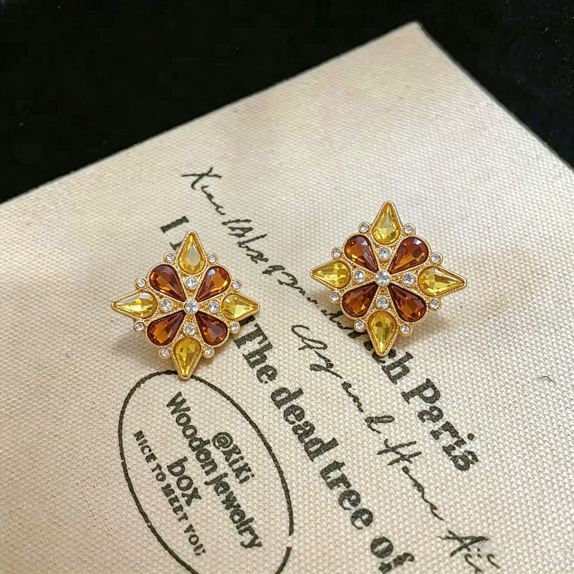 Bohemian Star Stud Earrings For Unisex In Silver Alloy With Rhinestones