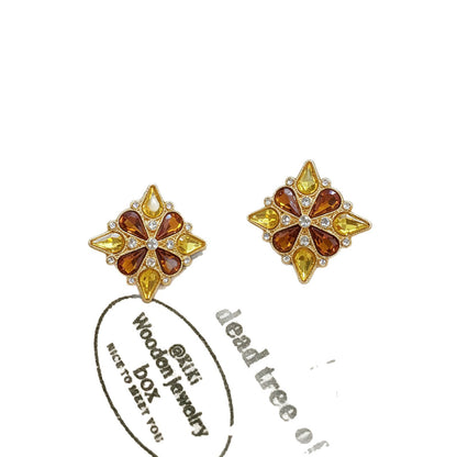 Bohemian Star Stud Earrings For Unisex In Silver Alloy With Rhinestones