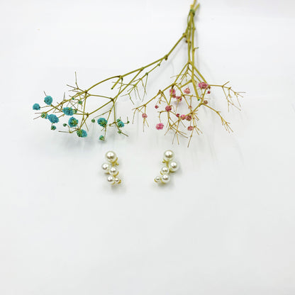 Geometric Copper Stud Earrings For Women With Artificial Gemstones, Perfect For Wedding