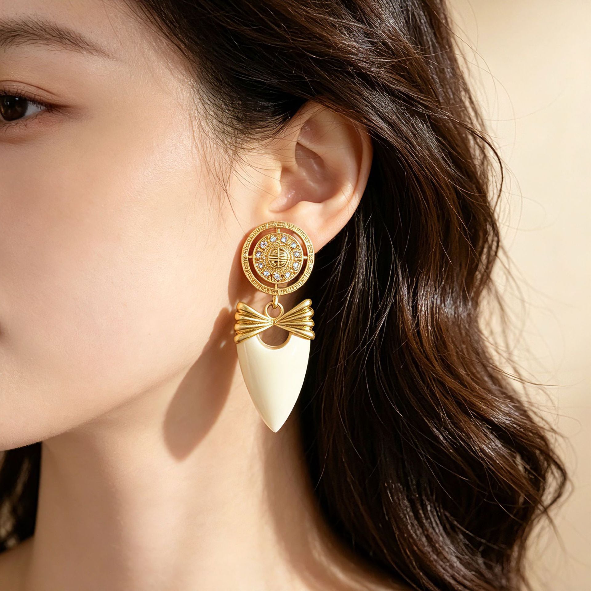 Round Drop Earrings For Women In White Zinc Alloy With Rhinestones And 925 Sterling Silver Studs