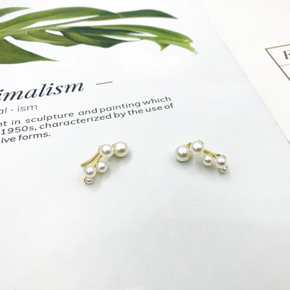 Geometric Copper Stud Earrings For Women With Artificial Gemstones, Perfect For Wedding