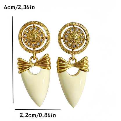 Round Drop Earrings For Women In White Zinc Alloy With Rhinestones And 925 Sterling Silver Studs