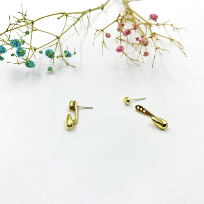 Water Droplets Stud Earrings For Women In Electroplated Alloy With Artificial Gemstones