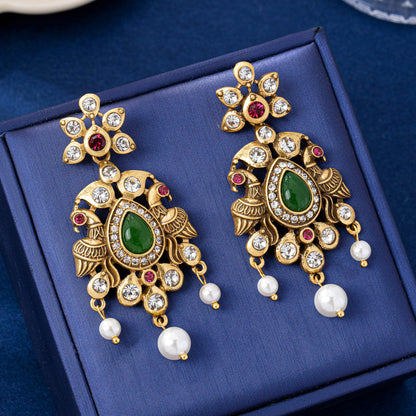 Retro Round Clip Earrings In Zinc Alloy Featuring Electroplated Finish With Zinc Alloy Ear Pins