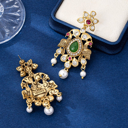 Retro Round Clip Earrings In Zinc Alloy Featuring Electroplated Finish With Zinc Alloy Ear Pins
