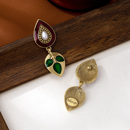 Retro Water Droplets Zinc Alloy Earrings For Unisex, Featuring Clip-On Design