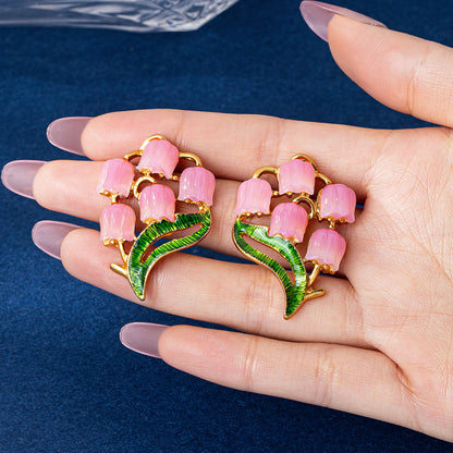 Sweet Champagne Flowers Stud Earrings In Zinc Alloy With Electroplated Finish, Unisex Clip Earrings
